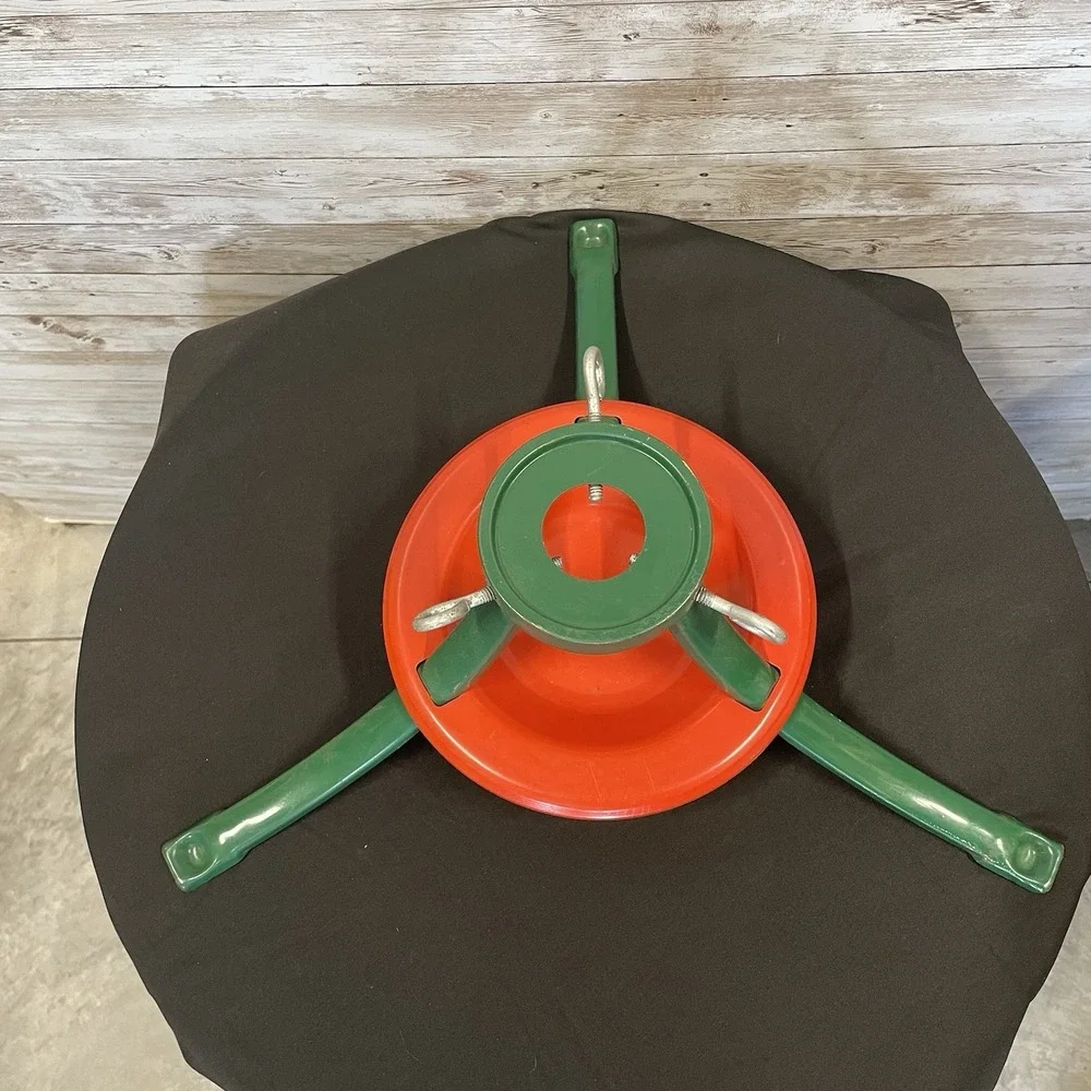 Vintage Metal 3-Leg Christmas Tree Stand Red & Green with‎ 3 Screw in Anchors